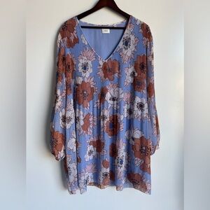 Wilfred Prophecy Mini Dress Women Large Blue Pink Floral Accordion Pleats mini